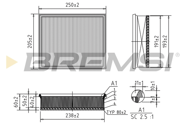 Filtre à air BREMSI FA0606