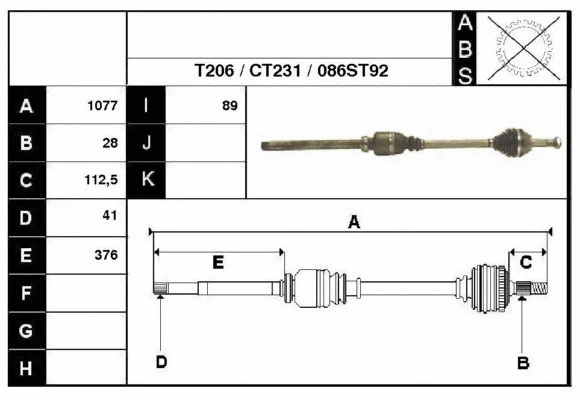 Arbre de transmission Technika 18086