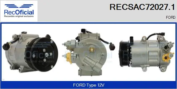 Compresseur, climatisation RECOFICIAL RECSAC72027.1