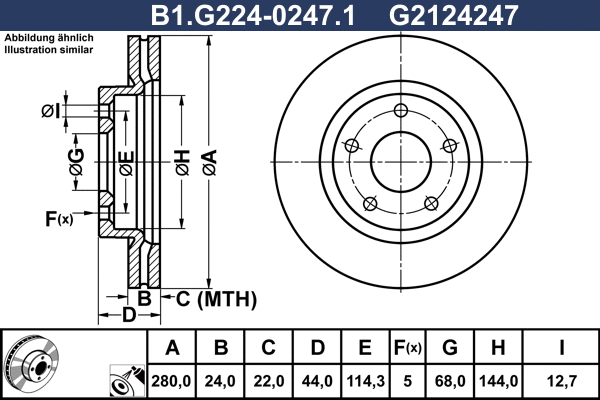 Disque de frein GALFER B1.G224-0247.1
