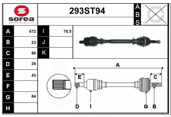 Arbre de transmission STARTCAR 293ST94