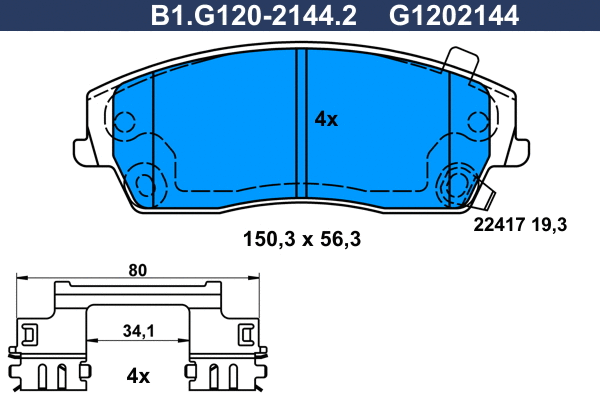 Kit de plaquettes de frein, frein à disque GALFER B1.G120-2144.2