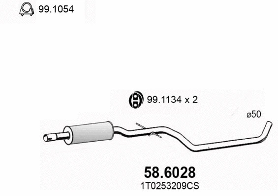 Silencieux central ASSO 58.6028