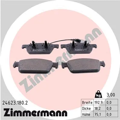 Kit de plaquettes de frein, frein à disque ZIMMERMANN 24623.180.2