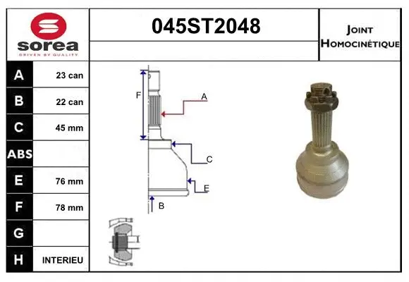 Jeu de joints, arbre de transmission STARTCAR 045ST2048