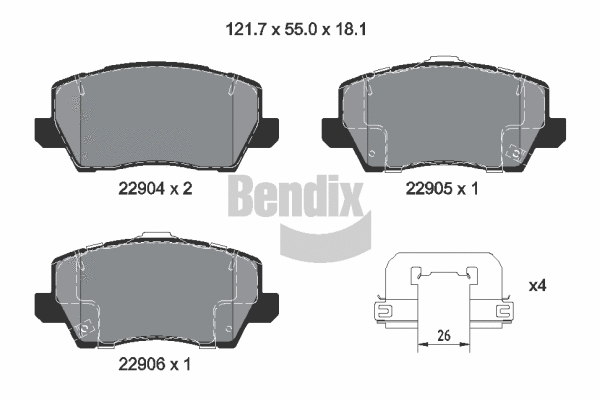 Kit de plaquettes de frein, frein à disque BENDIX Braking BPD2444