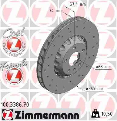 Disque de frein ZIMMERMANN 100.3386.70