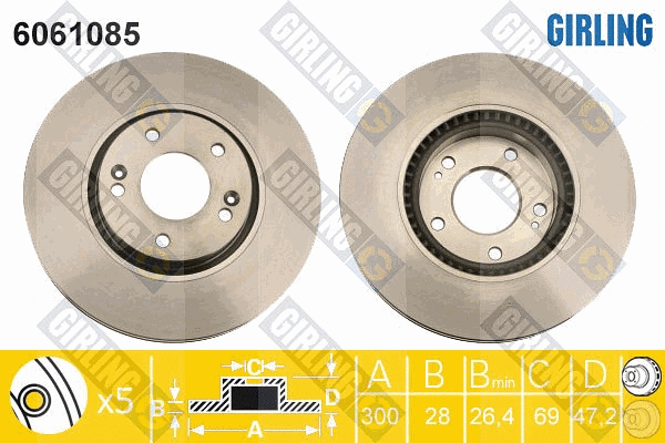 Disque de frein GIRLING 6061085