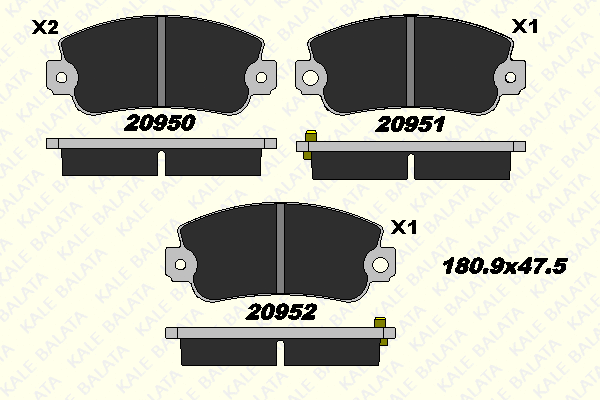 Kit de plaquettes de frein, frein à disque KALE 20950 180 05