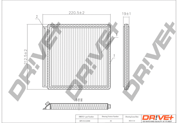 Filtre, air de l'habitacle Dr!ve+ DP1110.12.0008