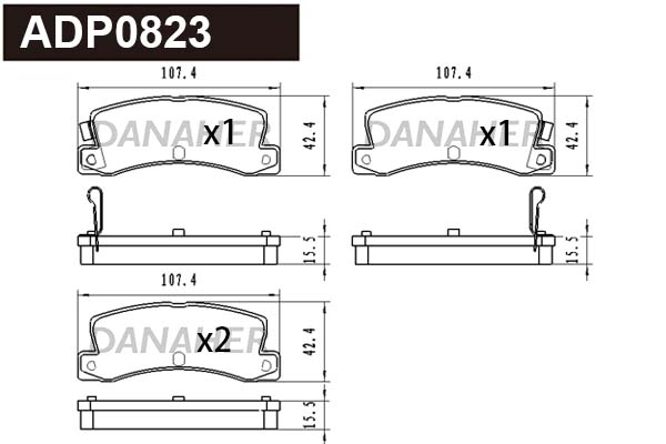 Kit de plaquettes de frein, frein à disque DANAHER ADP0823