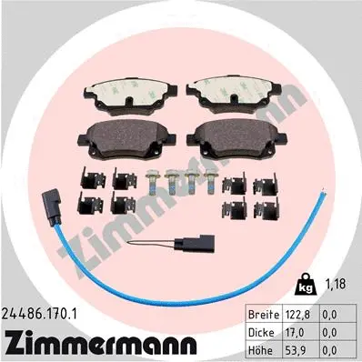 Kit de plaquettes de frein, frein à disque ZIMMERMANN 24486.170.1