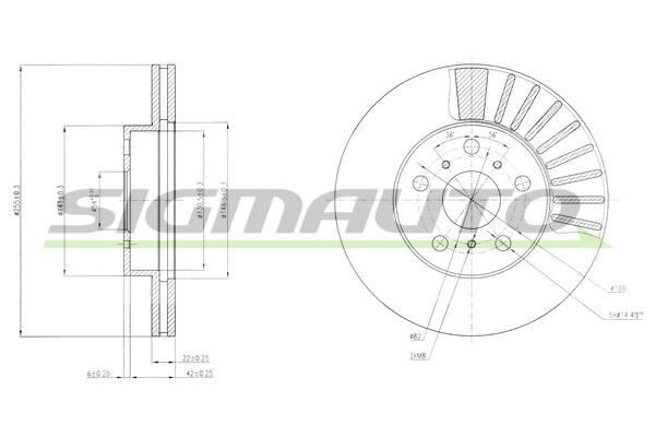Disque de frein SIGMAUTO DBA403V