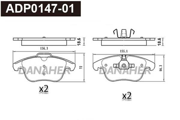 Kit de plaquettes de frein, frein à disque DANAHER ADP0147-01