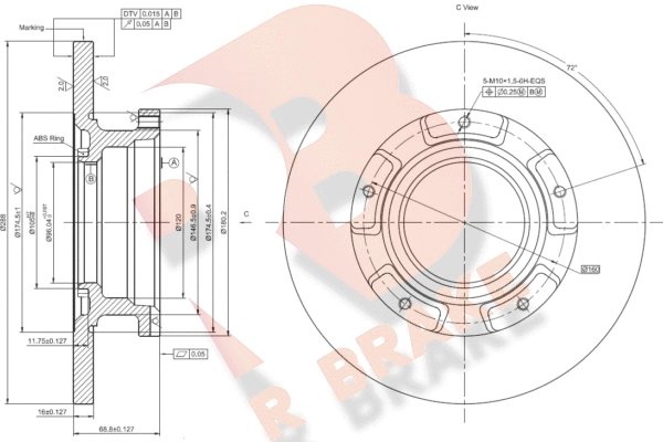 Disque de frein R BRAKE 78RBD15644