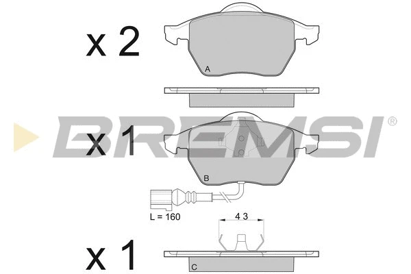 Kit de plaquettes de frein, frein à disque BREMSI BP2984