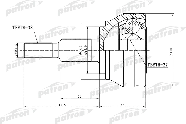 Jeu de joints, arbre de transmission PATRON PCV1633