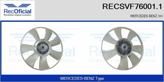 Embrayage, ventilateur de radiateur RECOFICIAL RECSVF76001.1