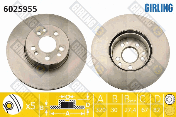 Disque de frein GIRLING 6025955