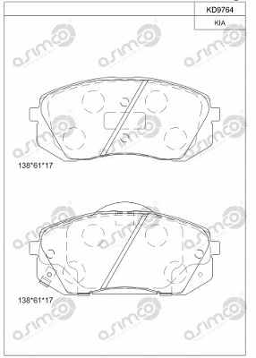 Kit de plaquettes de frein, frein à disque ASIMCO KD9764