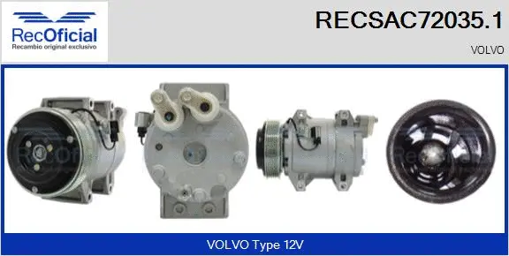 Compresseur, climatisation RECOFICIAL RECSAC72035.1