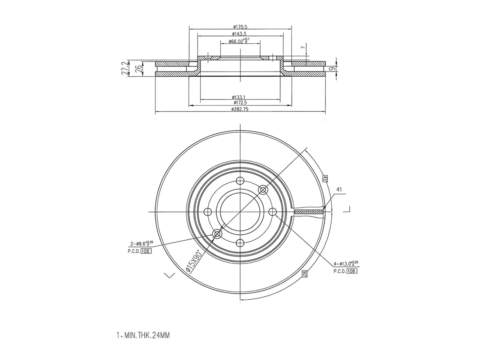 Disque de frein A.Z. Meisterteile AZMT-44-024-1086