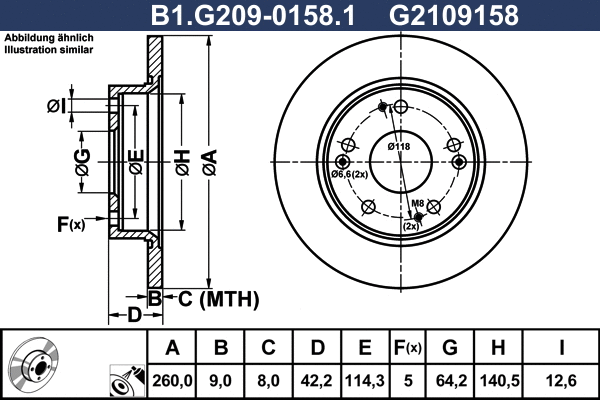 Disque de frein GALFER B1.G209-0158.1