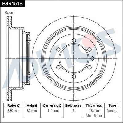Disque de frein ADVICS B6R151B