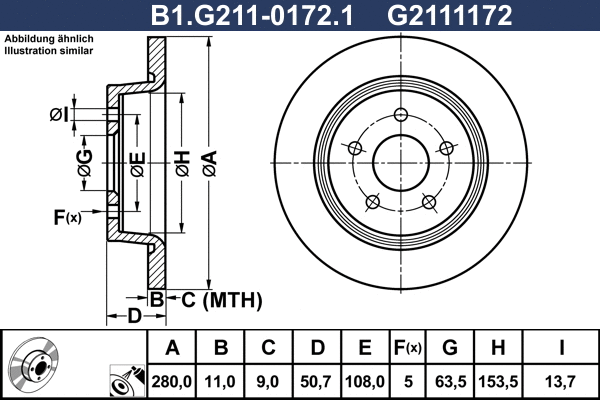 Disque de frein GALFER B1.G211-0172.1