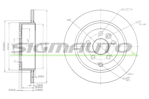 Disque de frein SIGMAUTO DBB578S