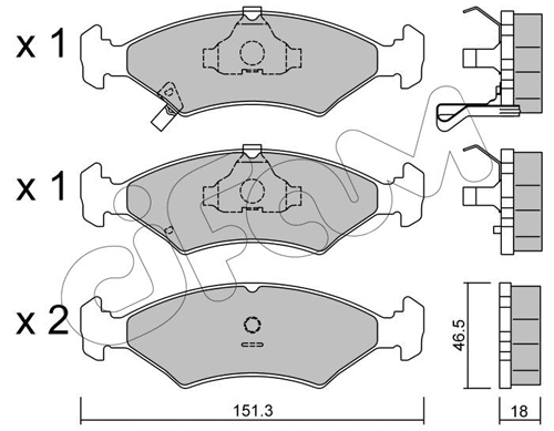 Kit de plaquettes de frein, frein à disque CIFAM 822-127-0