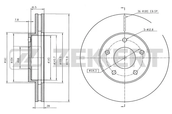 Disque de frein ZEKKERT BS-5325B