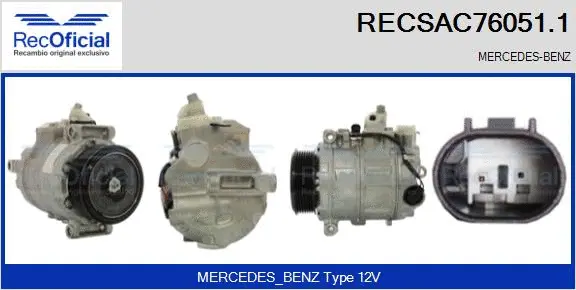 Compresseur, climatisation RECOFICIAL RECSAC76051.1