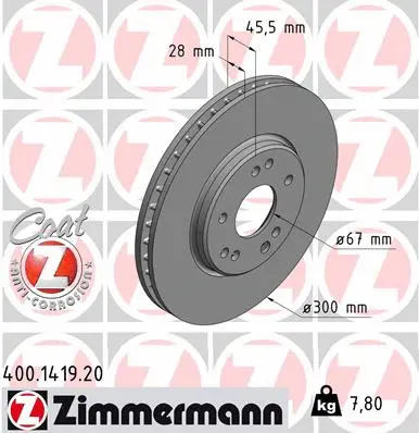Disque de frein ZIMMERMANN 400.1419.20