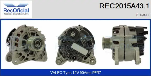 Alternateur RECOFICIAL REC2015A43.1
