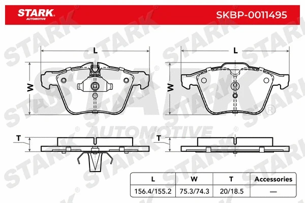 Kit de plaquettes de frein, frein à disque Stark SKBP-0011495
