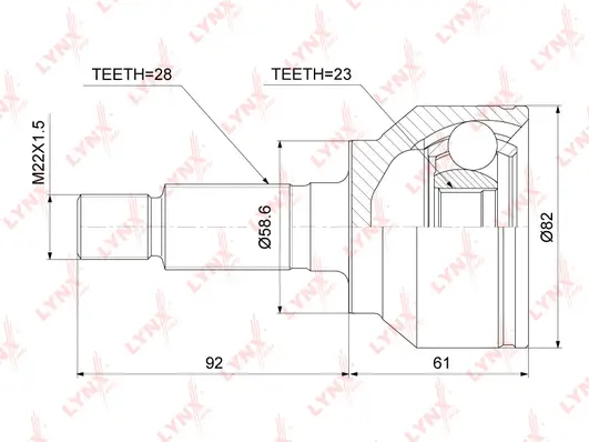 Jeu de joints, arbre de transmission LYNXAUTO CO-3854