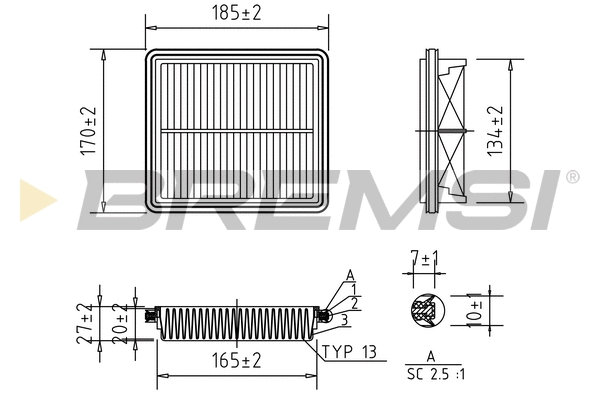Filtre à air BREMSI FA2035