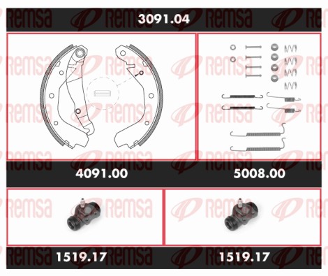 Kit de freins, freins à tambours REMSA SPK 3091.04