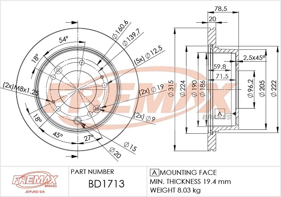 Disque de frein FREMAX BD-1713