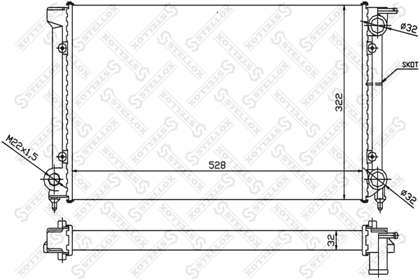 Radiateur, refroidissement du moteur STELLOX 10-25000-SX