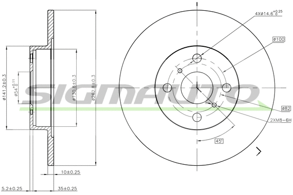Disque de frein SIGMAUTO DBA504S