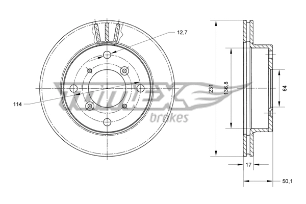Disque de frein TOMEX Brakes TX 70-59