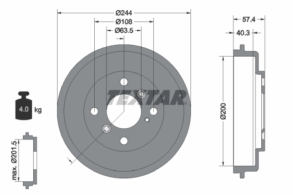 Tambour de frein TEXTAR 94031900