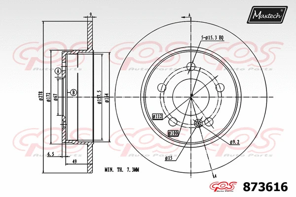 Disque de frein MAXTECH 873616