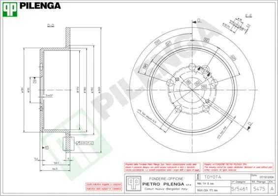 Disque de frein PILENGA 5475