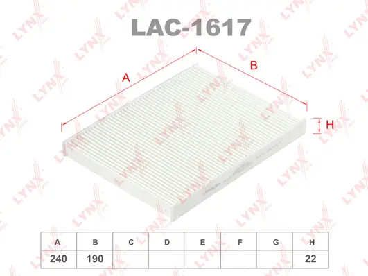 Filtre, air de l'habitacle LYNXAUTO LAC-1617
