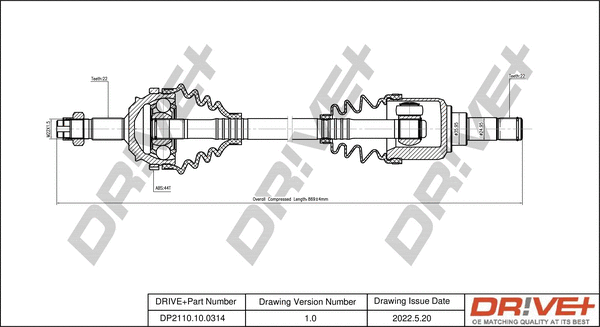 Arbre de transmission Dr!ve+ DP2110.10.0314