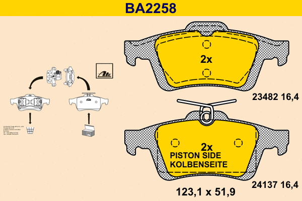 Kit de plaquettes de frein, frein à disque BARUM BA2258