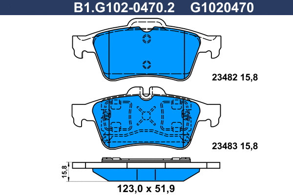 Kit de plaquettes de frein, frein à disque GALFER B1.G102-0470.2